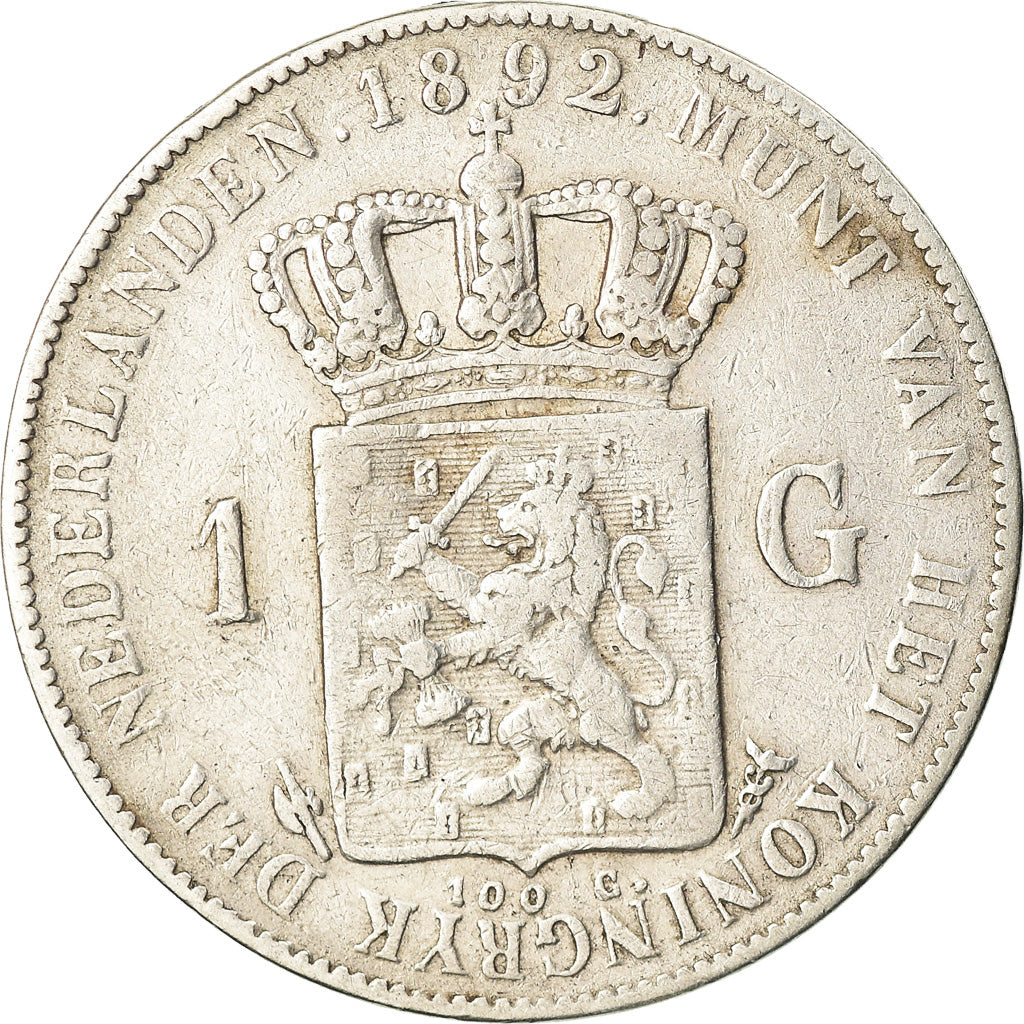 Coin, Netherlands, Wilhelmina I, Gulden, 1892, VF(20-25), Silver, KM:117