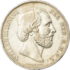 Moneda, Países Bajos, William III, 2-1/2 Gulden, 1858, MBC+, Plata, KM:82