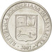 VENEZUELA, 12-1/2 Centimos, 2007, Maracay, KM #90, MS(63), Nickel Plated Steel,.