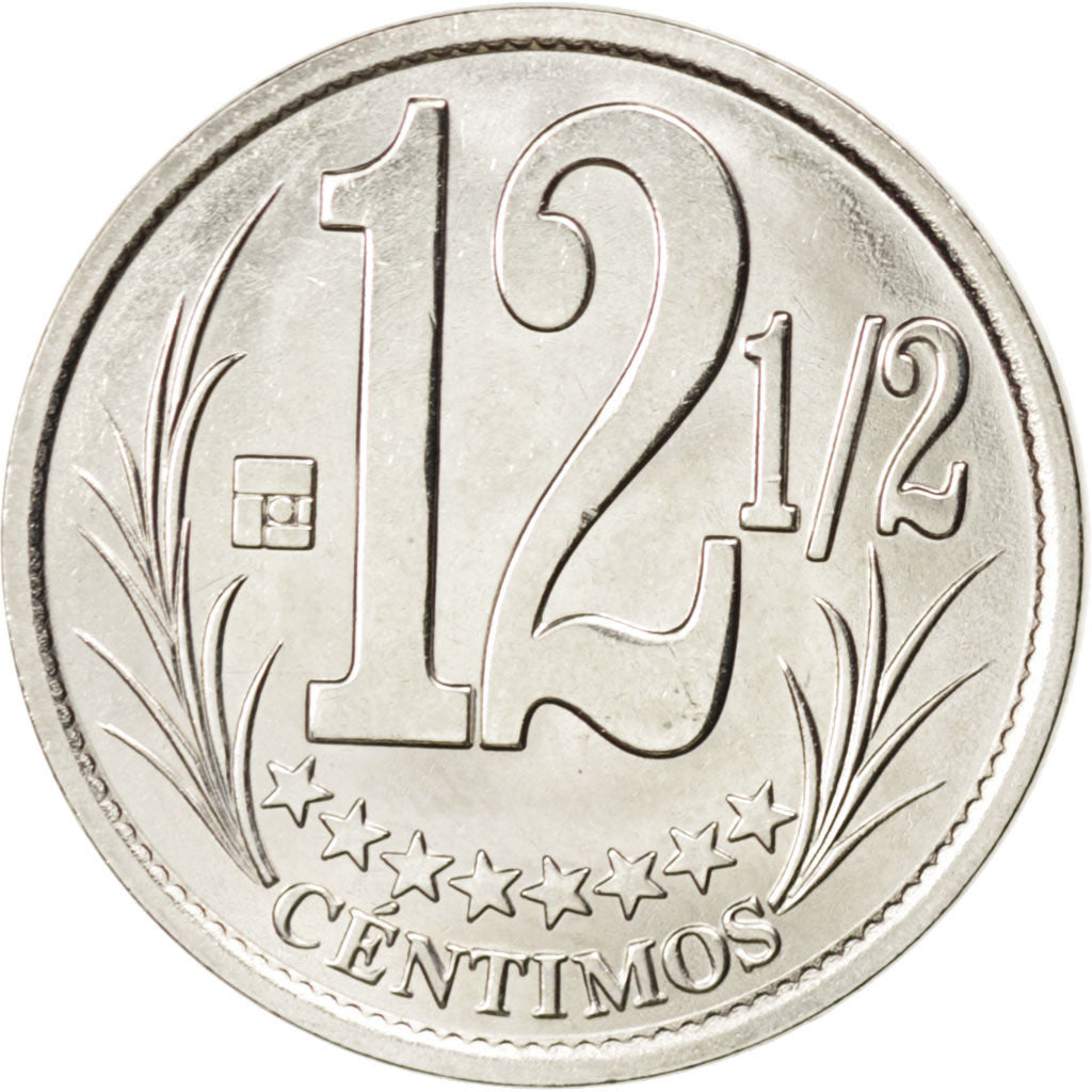 VENEZUELA, 12-1/2 Centimos, 2007, Maracay, KM #90, MS(63), Nickel Plated Steel,.