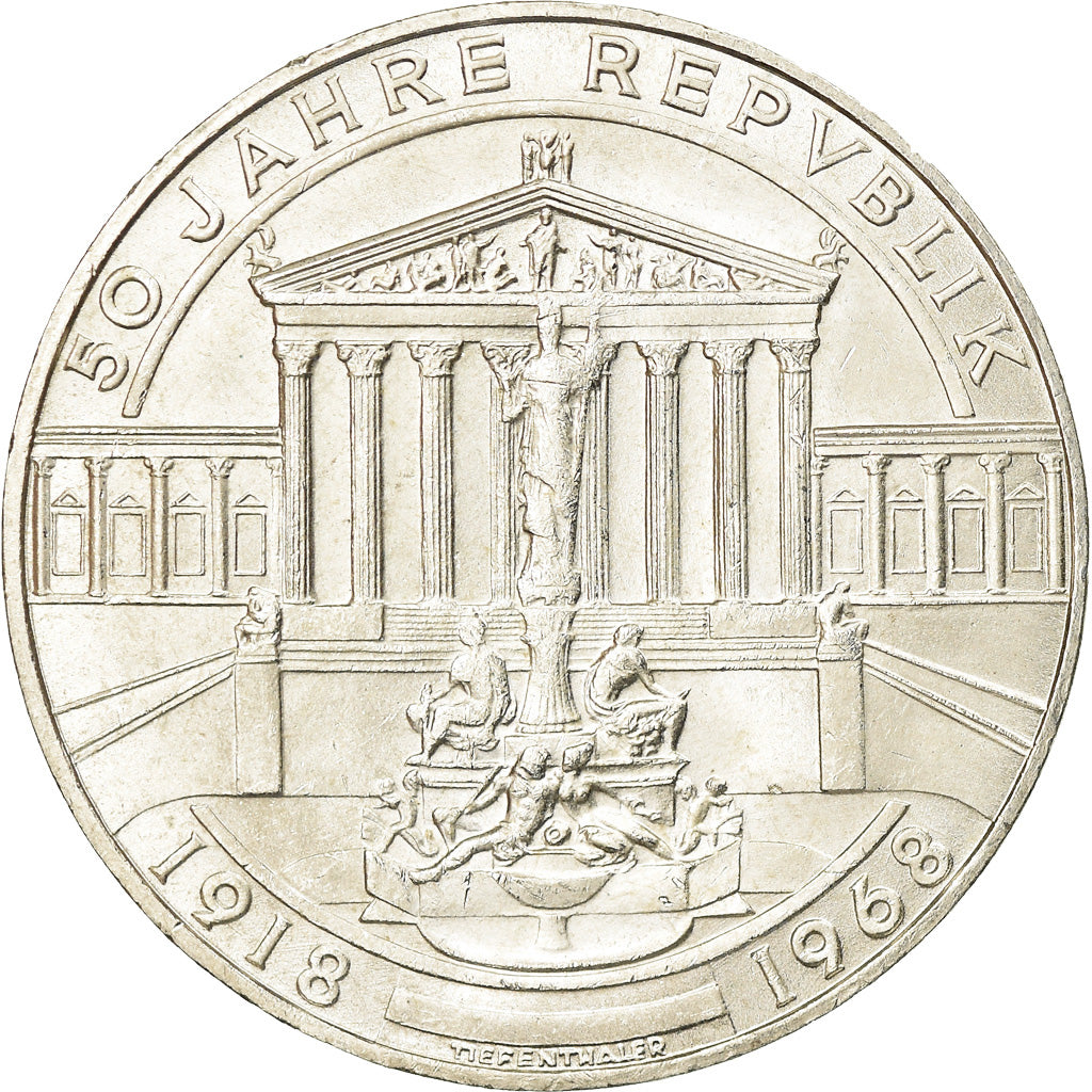 Coin, Austria, 50 Schilling, 1968, AU(55-58), Silver, KM:2904.1
