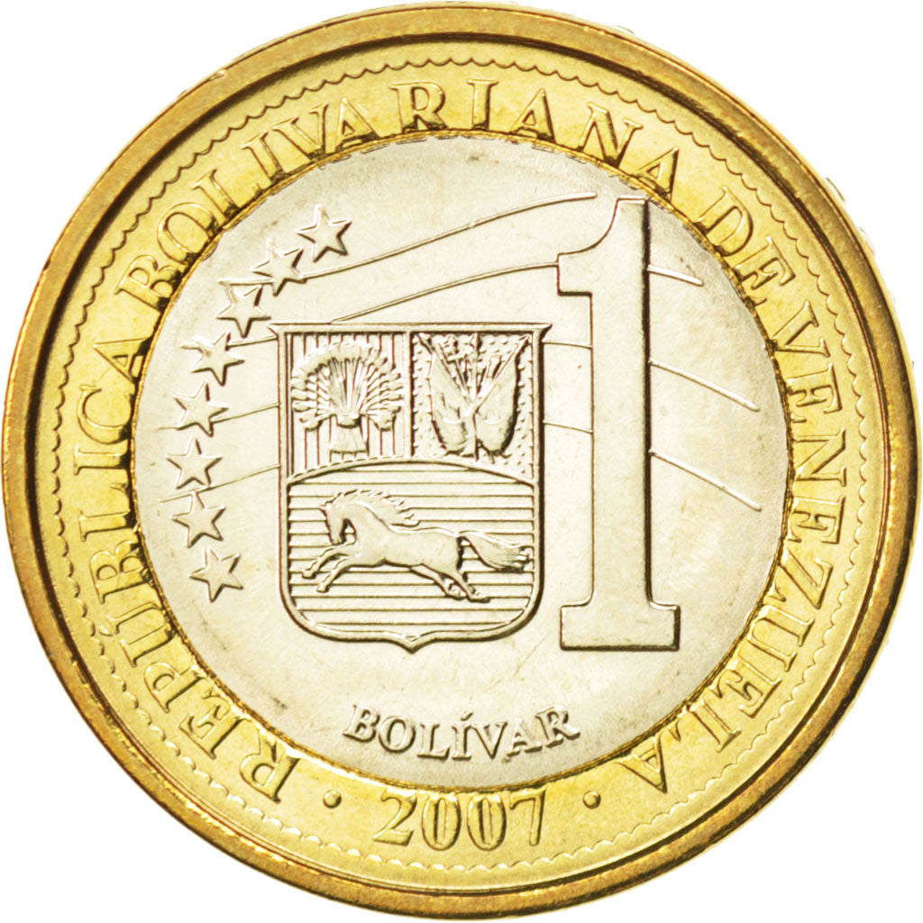 Coin, Venezuela, Bolivar, 2007, MS(63), Bi-Metallic, KM:93