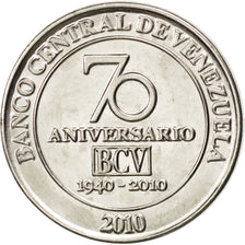 VENEZUELA, 50 Centimos, 2010, KM #100, MS(63), Nickel Plated Steel, 21.9, 4.34