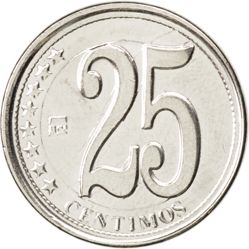 Venezuela, 25 Centimos, 2011, KM #New, MS(63), Nickel plated steel, 3.95