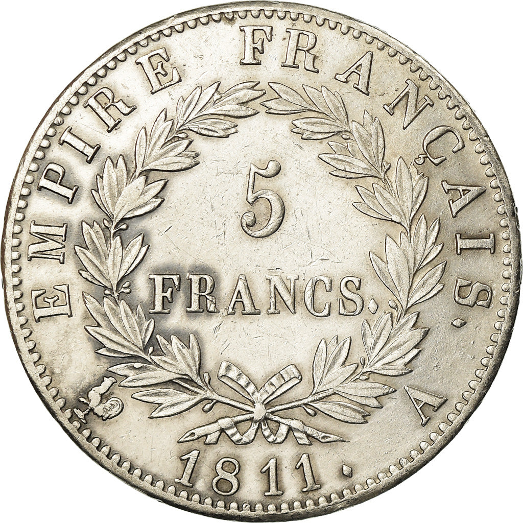 Moneda, Francia, Napoléon I, 5 Francs, 1811, Paris, MBC, Plata, KM:694.1