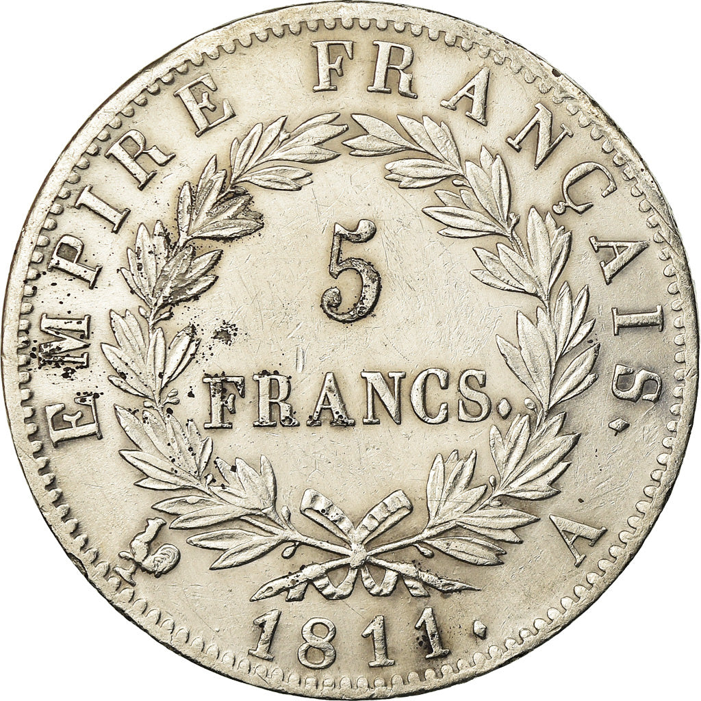 Moneta, Francja, Napoléon I, 5 Francs, 1811, Paris, AU(50-53), Srebro
