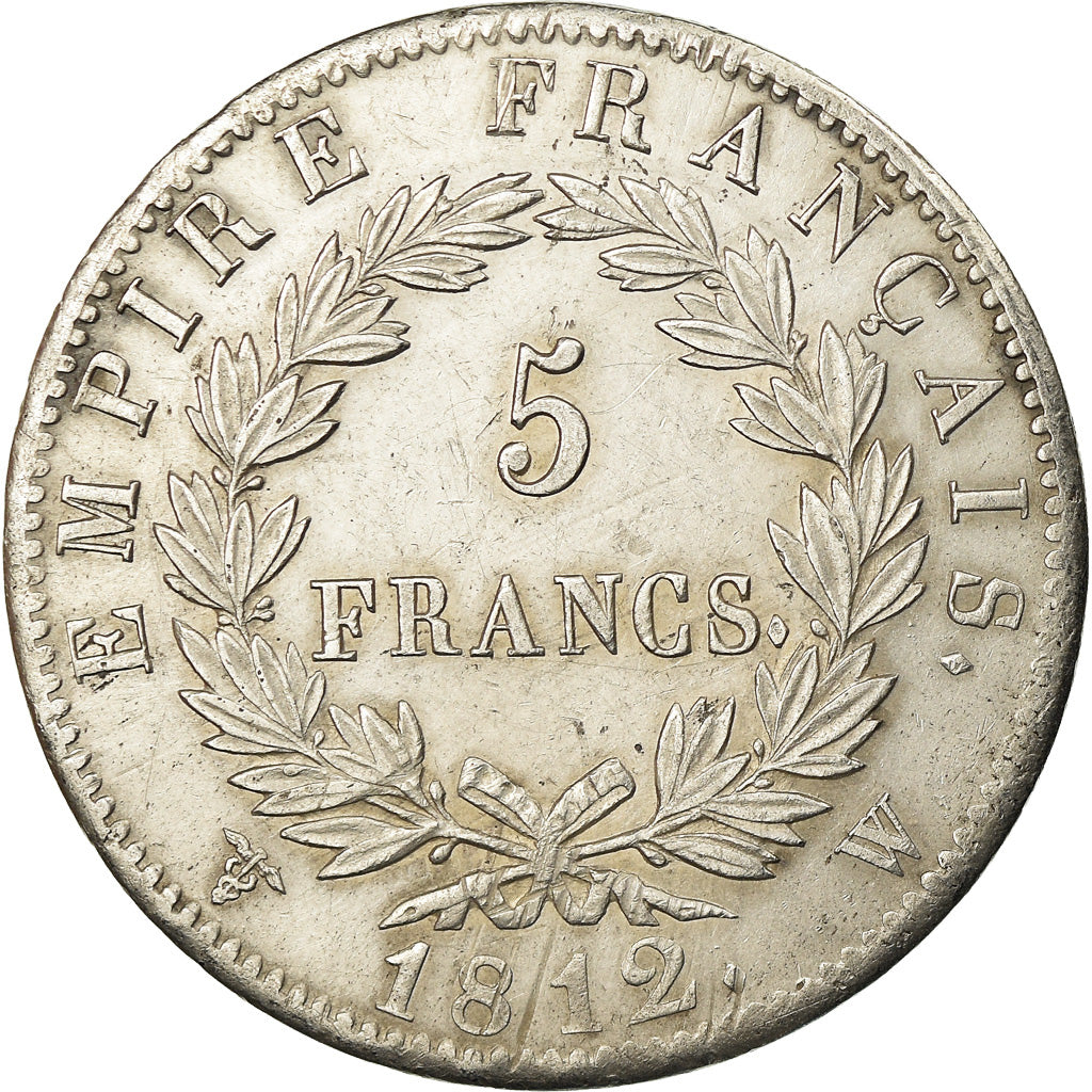 FRANCE, Napoléon I, 5 Francs, 1812, Lille, KM #694.16, AU(50-53), Silver, Gadour