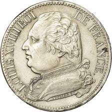 Moeda, França, Louis XVIII, 5 Francs, 1814, Paris, AU(50-53), Prata, KM:702.1