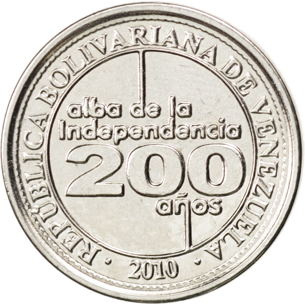 Coin, Venezuela, 25 Centimos, 2010, MS(63), Nickel plated steel, KM:99
