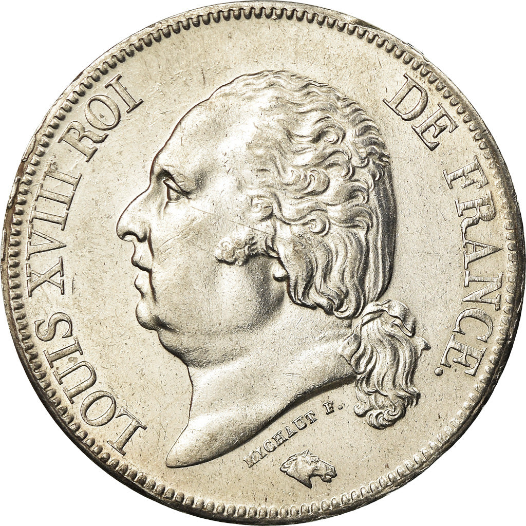 Coin, France, Louis XVIII, Louis XVIII, 5 Francs, 1824, Lille, AU(50-53)