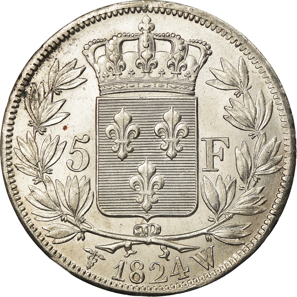 Coin, France, Louis XVIII, Louis XVIII, 5 Francs, 1824, Lille, AU(50-53)