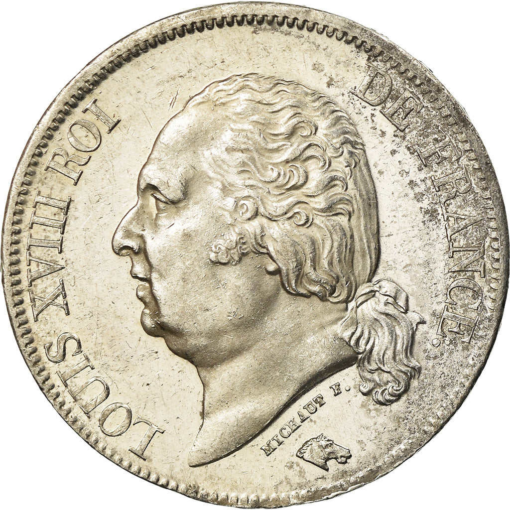 Coin, France, Louis XVIII, Louis XVIII, 5 Francs, 1824, Lille, AU(50-53)