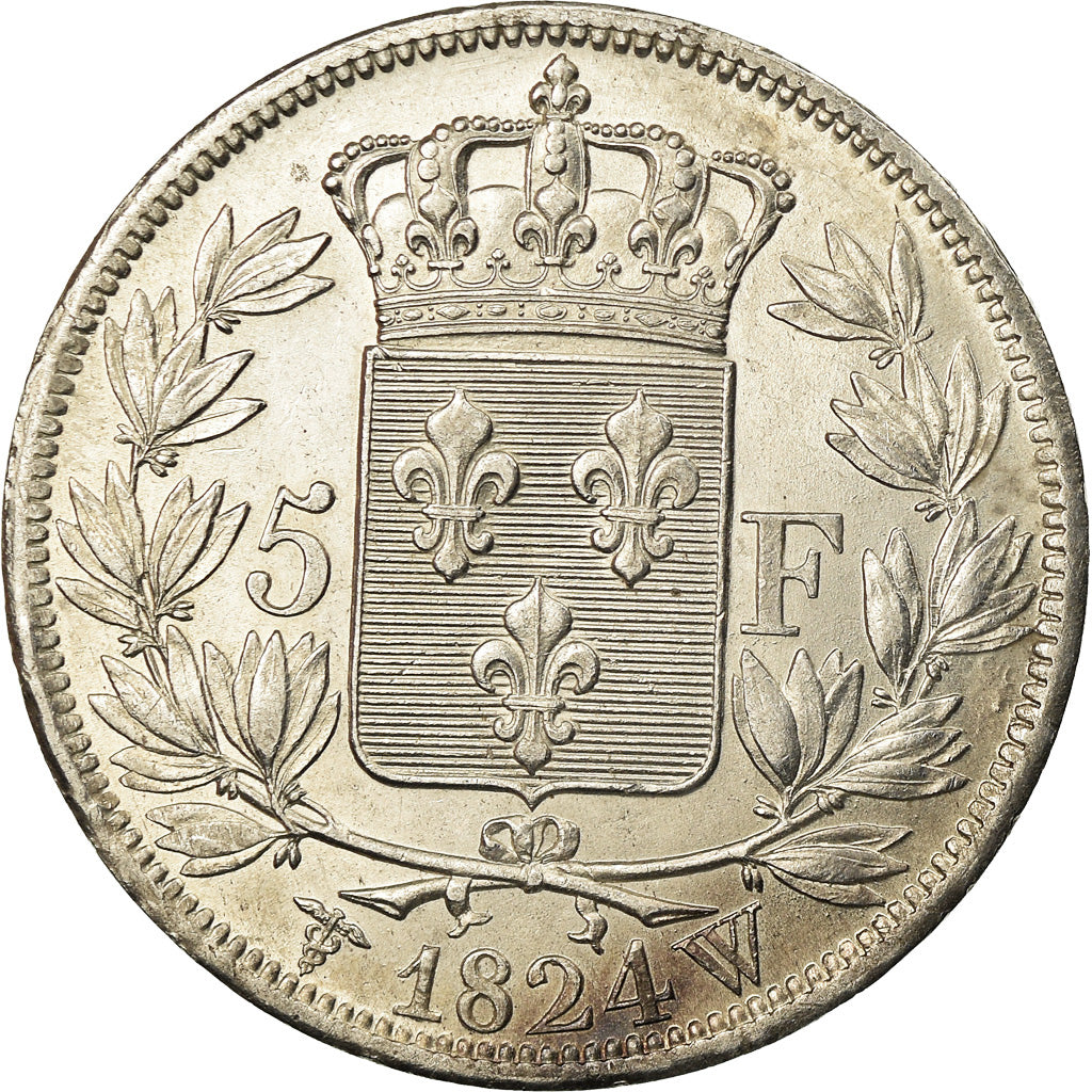 Moneta, Francia, Louis XVIII, Louis XVIII, 5 Francs, 1824, Lille, SPL-, Argento