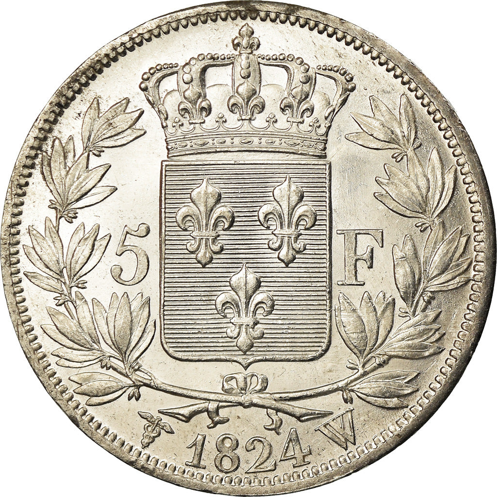 Monnaie, France, Louis XVIII, Louis XVIII, 5 Francs, 1824, Lille, SUP, Argent