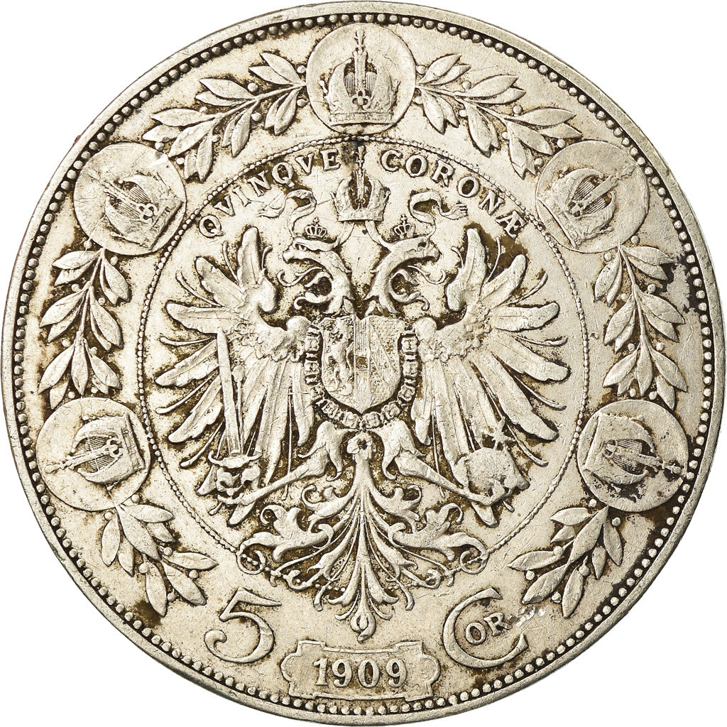 Coin, Austria, Franz Joseph I, 5 Corona, 1909, EF(40-45), Silver, KM:2814