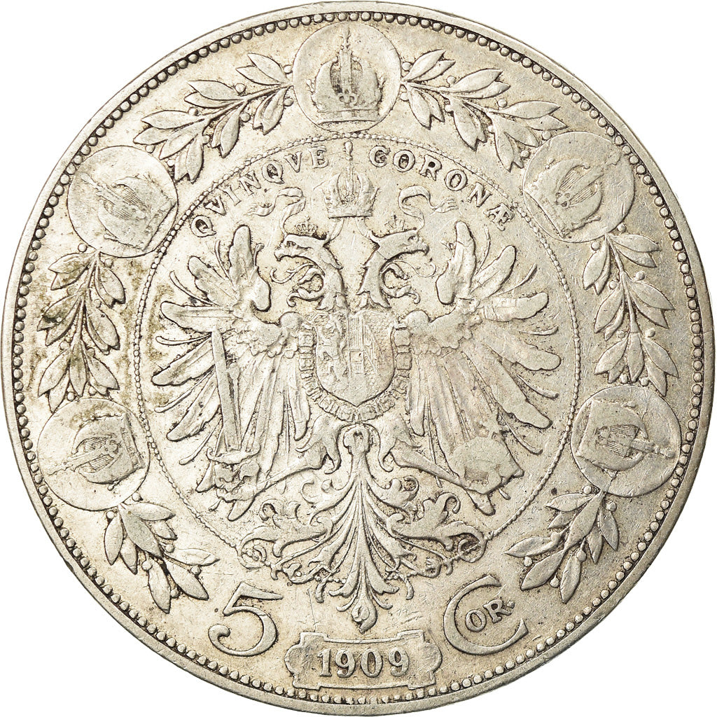 Coin, Austria, Franz Joseph I, 5 Corona, 1909, EF(40-45), Silver, KM:2814