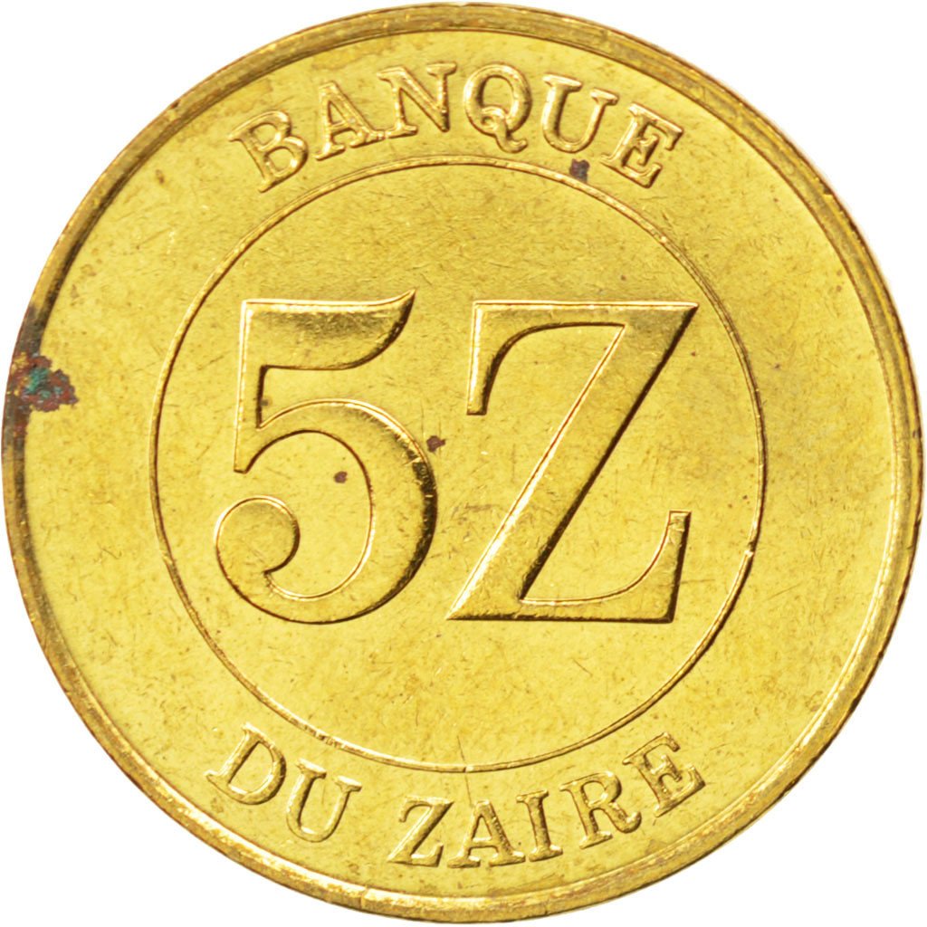 ZAIRE, 5 Zaires, 1987, KM #14, MS(63), Brass, 24, 6.84