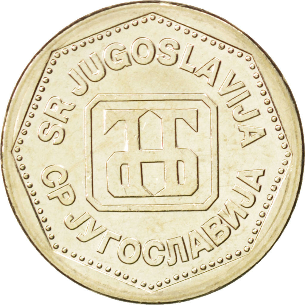 Coin, Yugoslavia, 2 Dinara, 1993, MS(63), Copper-Nickel-Zinc, KM:155