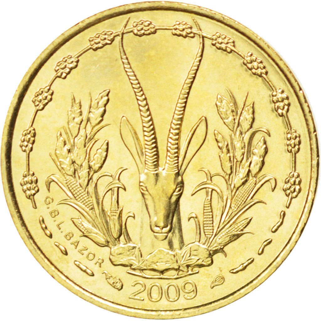 WEST AFRICAN STATES, 5 Francs, 2009, KM #2a, MS(63), Aluminum-Nickel-Bronze,...