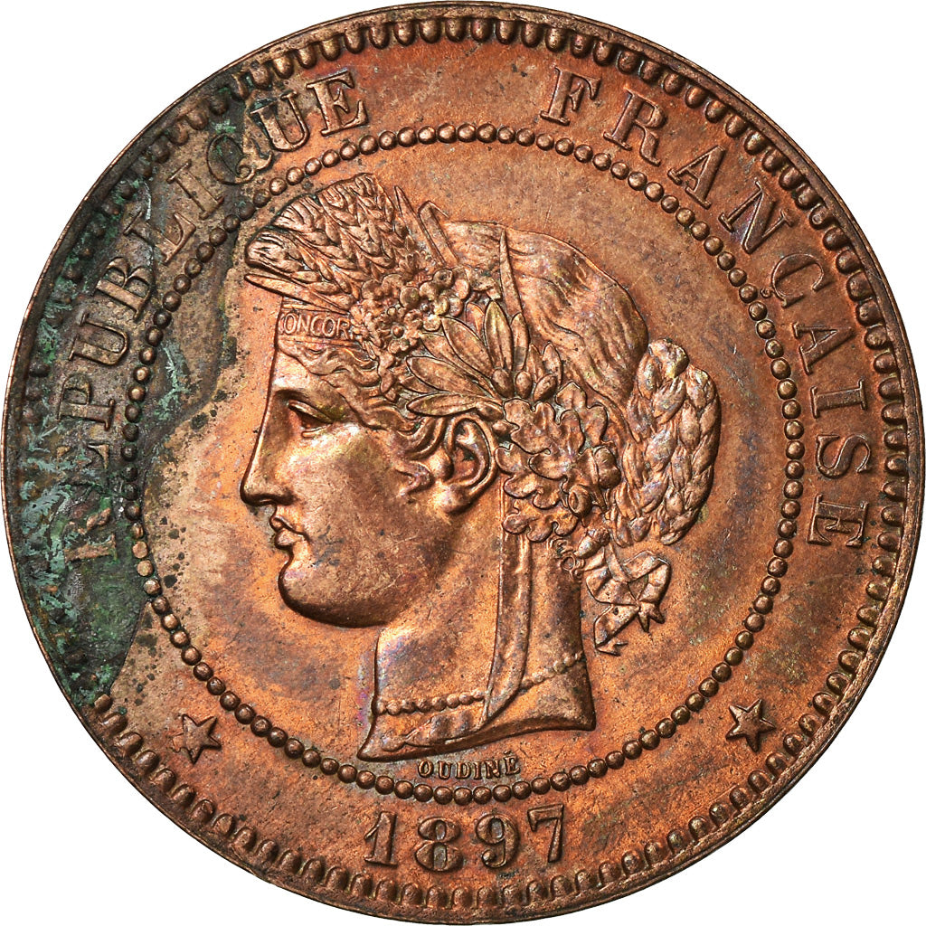 Munten, Frankrijk, Cérès, 10 Centimes, 1897, Paris, PR, Bronze, KM:815.1