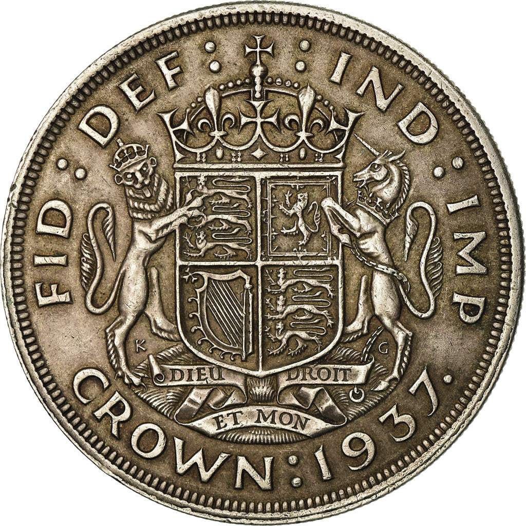 Coin, Great Britain, George VI, Crown, 1937, AU(55-58), Silver, KM:857