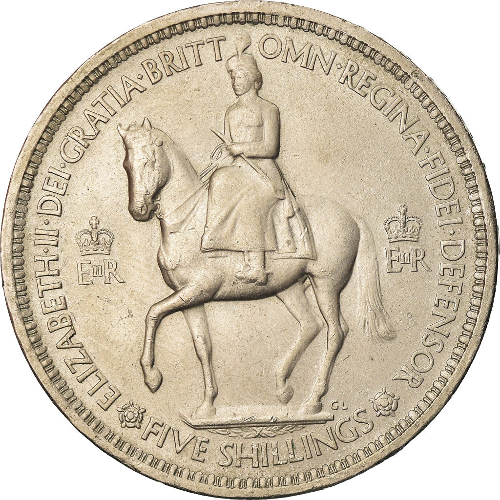 Monnaie, Grande-Bretagne, 5 Shillings, 1953, SUP, Copper-nickel