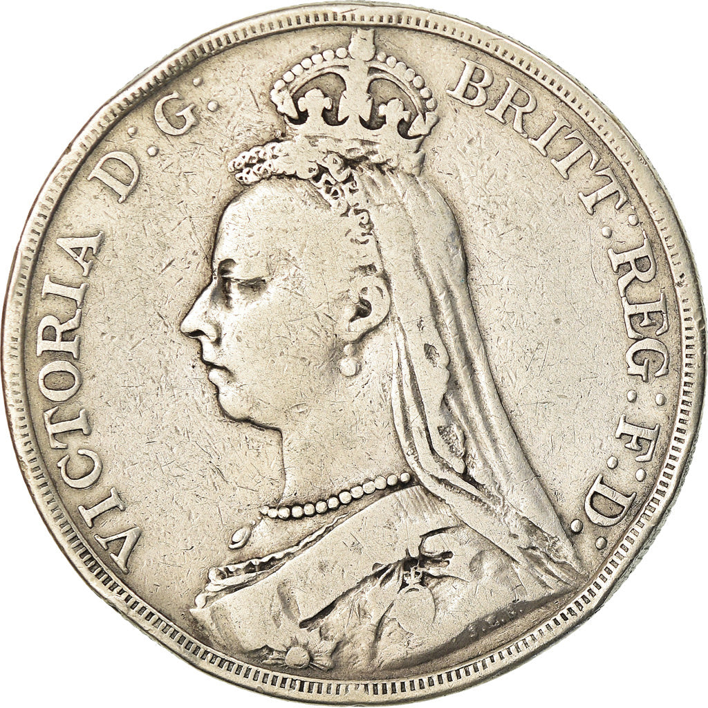 Coin, Great Britain, Victoria, Crown, 1890, VF(20-25), Silver, KM:765