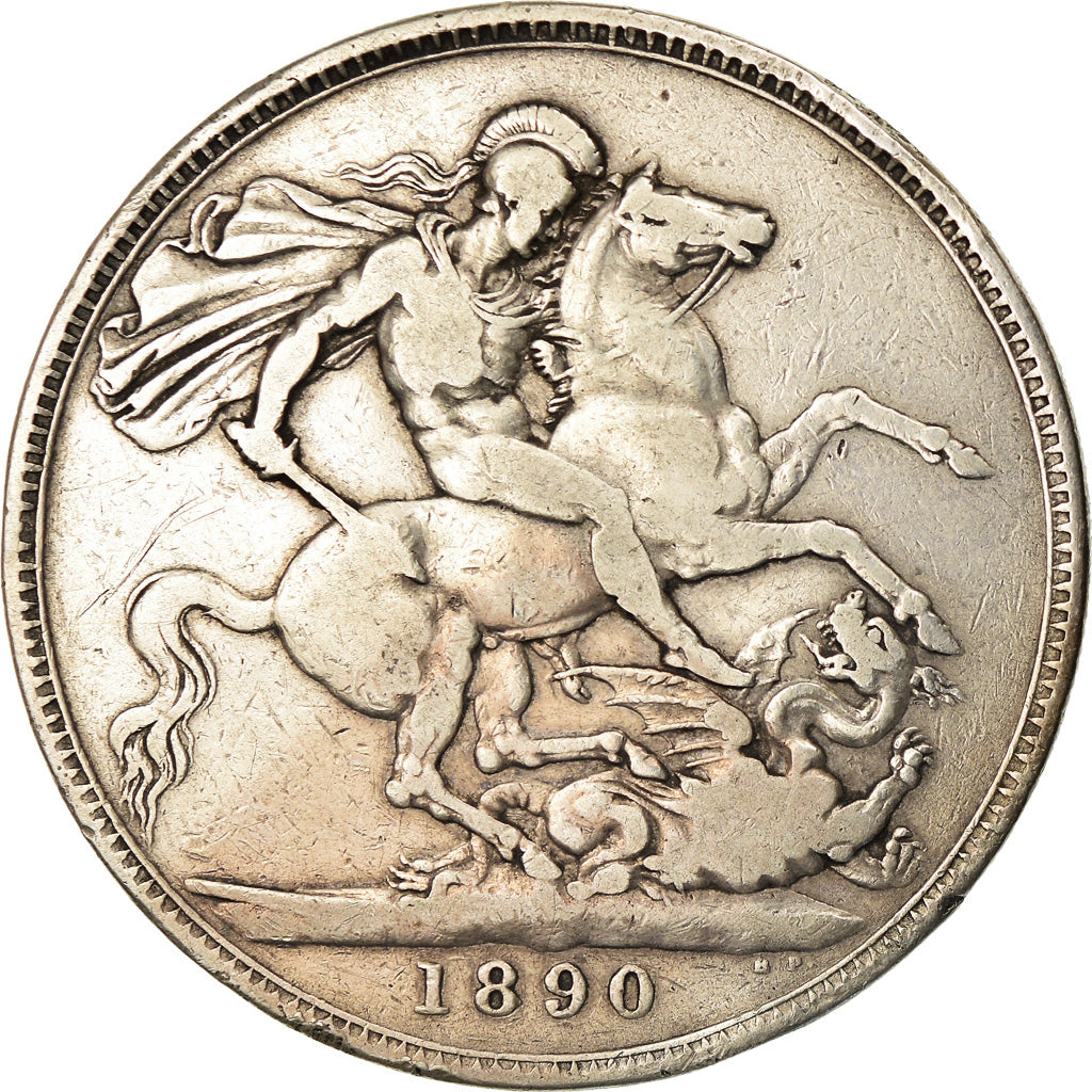Coin, Great Britain, Victoria, Crown, 1890, VF(20-25), Silver, KM:765