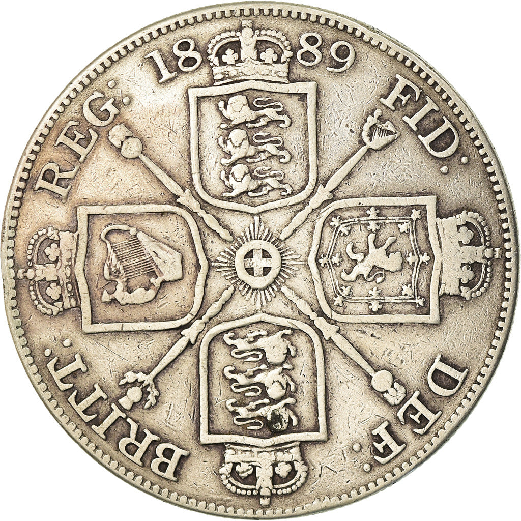 Moneta, Gran Bretagna, Victoria, Double Florin, 1889, MB, Argento, KM:763