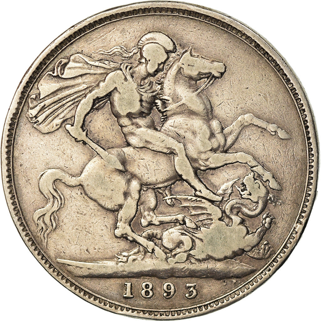 Münze, Großbritannien, Victoria, Crown, 1893, S, Silber, KM:783