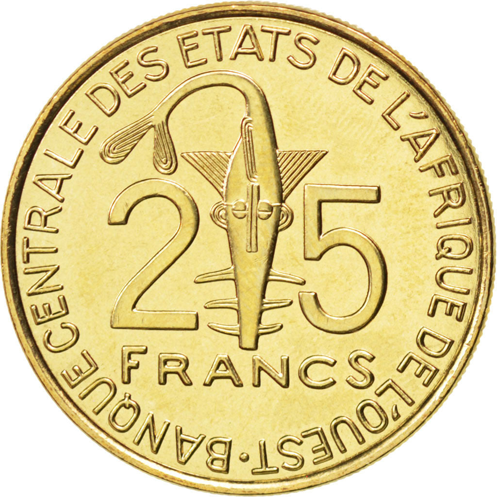 WEST AFRICAN STATES, 25 Francs, 2009, KM #9, MS(63), Aluminum-Bronze, 27, 7.97