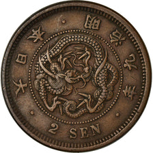 Moneta, Giappone, Mutsuhito, 2 Sen, 1876, BB+, Bronzo, KM:18.1
