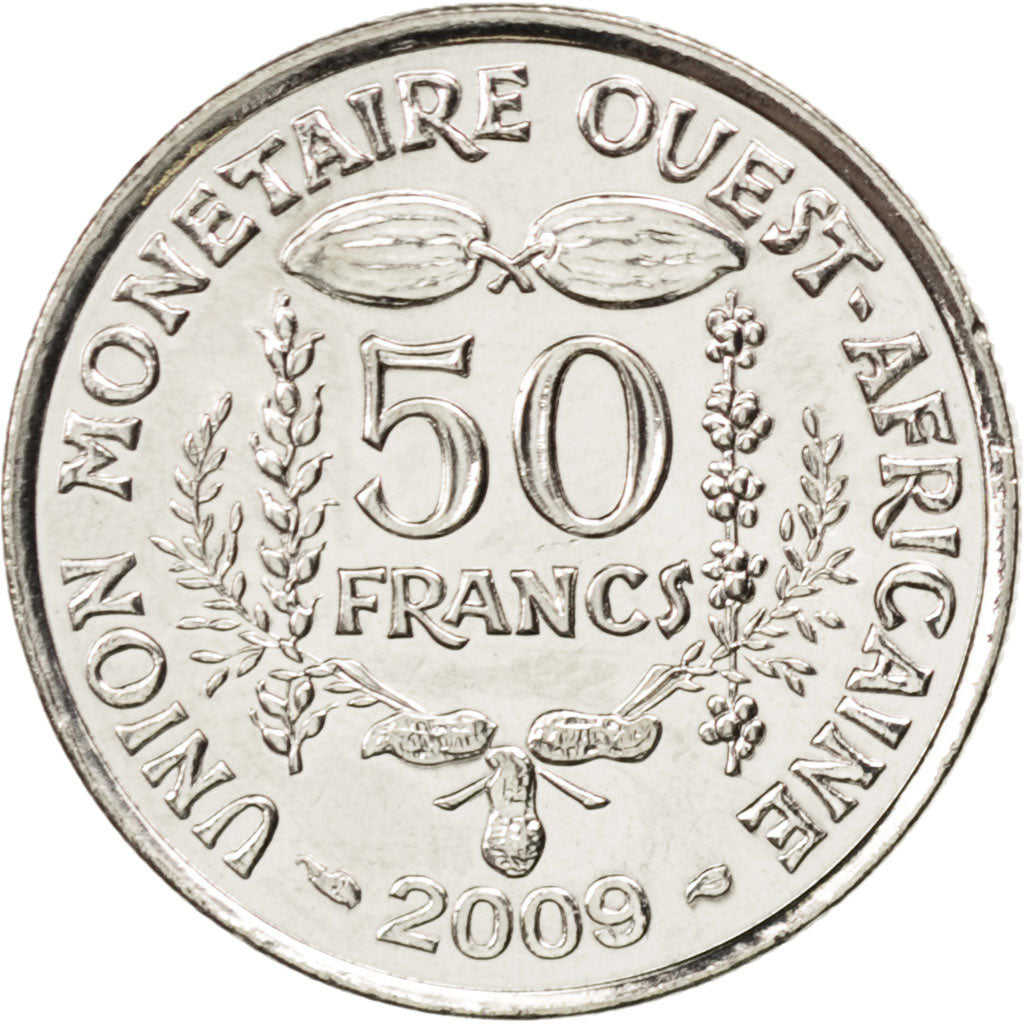 WEST AFRICAN STATES, 50 Francs, 2009, KM #6, MS(63), Copper-Nickel, 22, 4.96