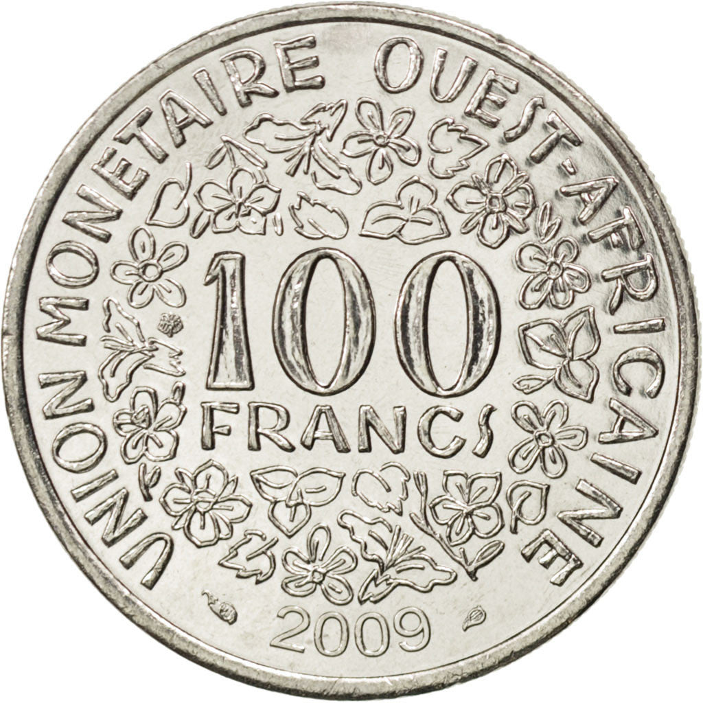 WEST AFRICAN STATES, 100 Francs, 2009, KM #4, MS(63), Nickel, 26, 6.99
