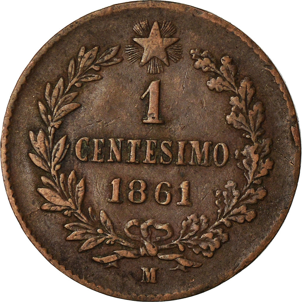 Moneda, Italia, Vittorio Emanuele II, Centesimo, 1861, Milan, MBC+, Cobre