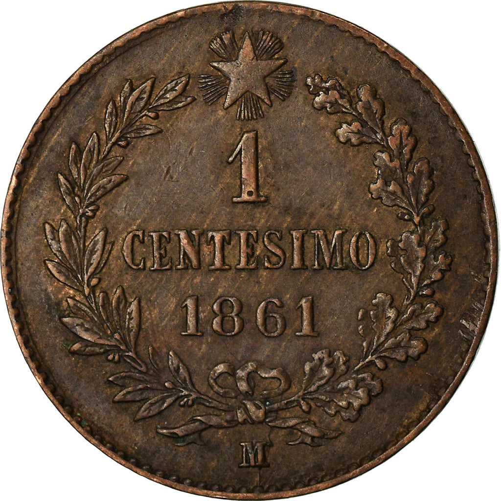 Coin, Italy, Vittorio Emanuele II, Centesimo, 1861, Milan, AU(55-58), Copper