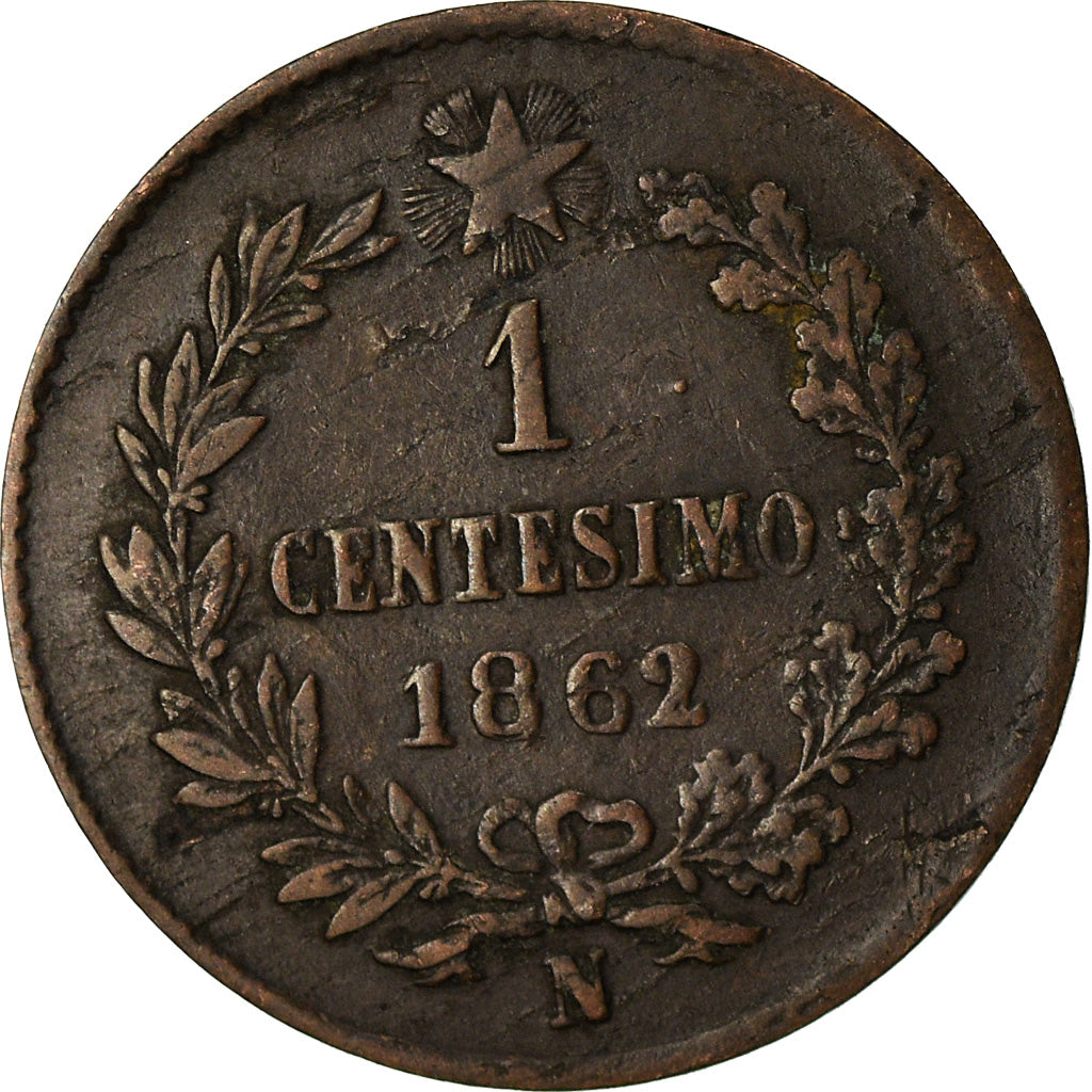 Coin, Italy, Vittorio Emanuele II, Centesimo, 1862, Naples, VF(30-35), Copper
