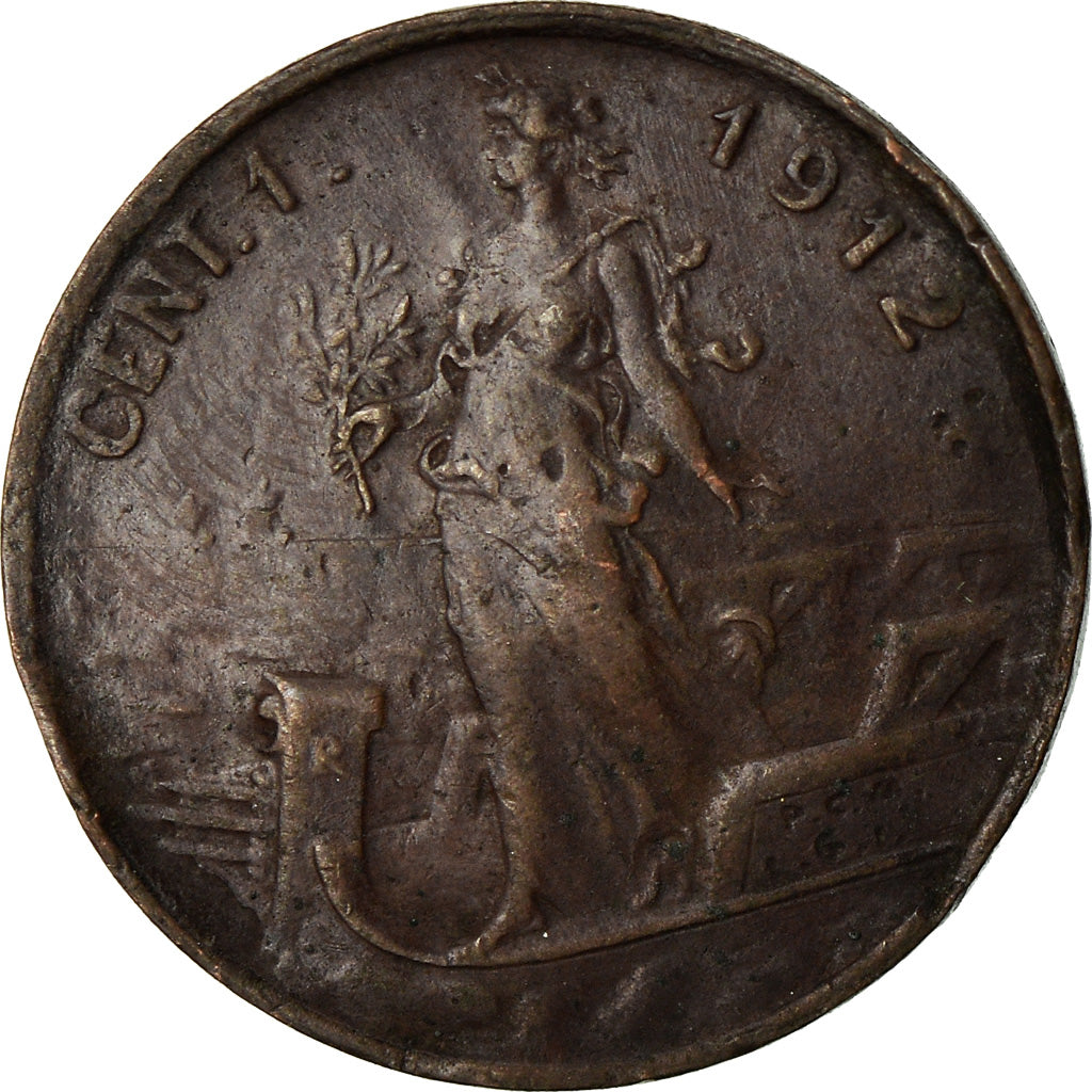 Coin, Italy, Vittorio Emanuele III, Centesimo, 1912, Rome, VF(20-25), Bronze