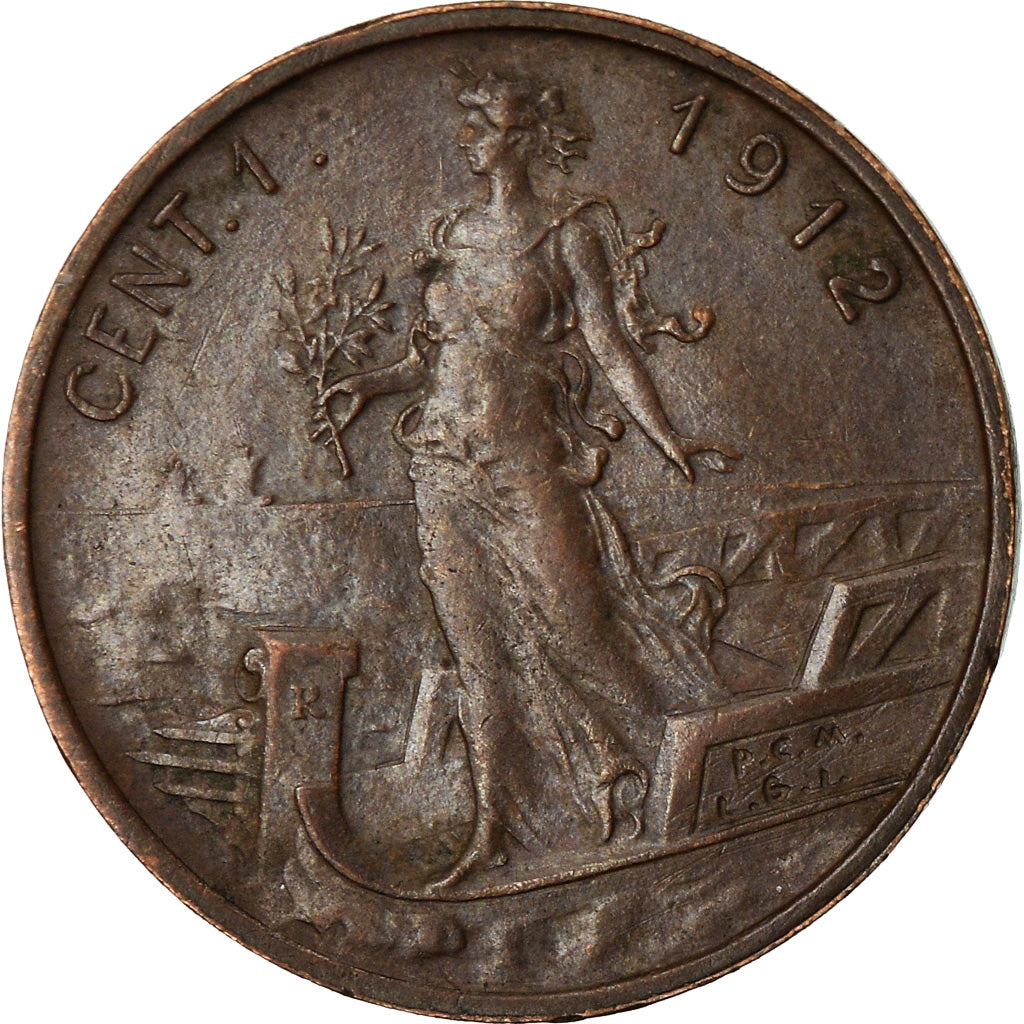 Coin, Italy, Vittorio Emanuele III, Centesimo, 1912, Rome, AU(55-58), Bronze