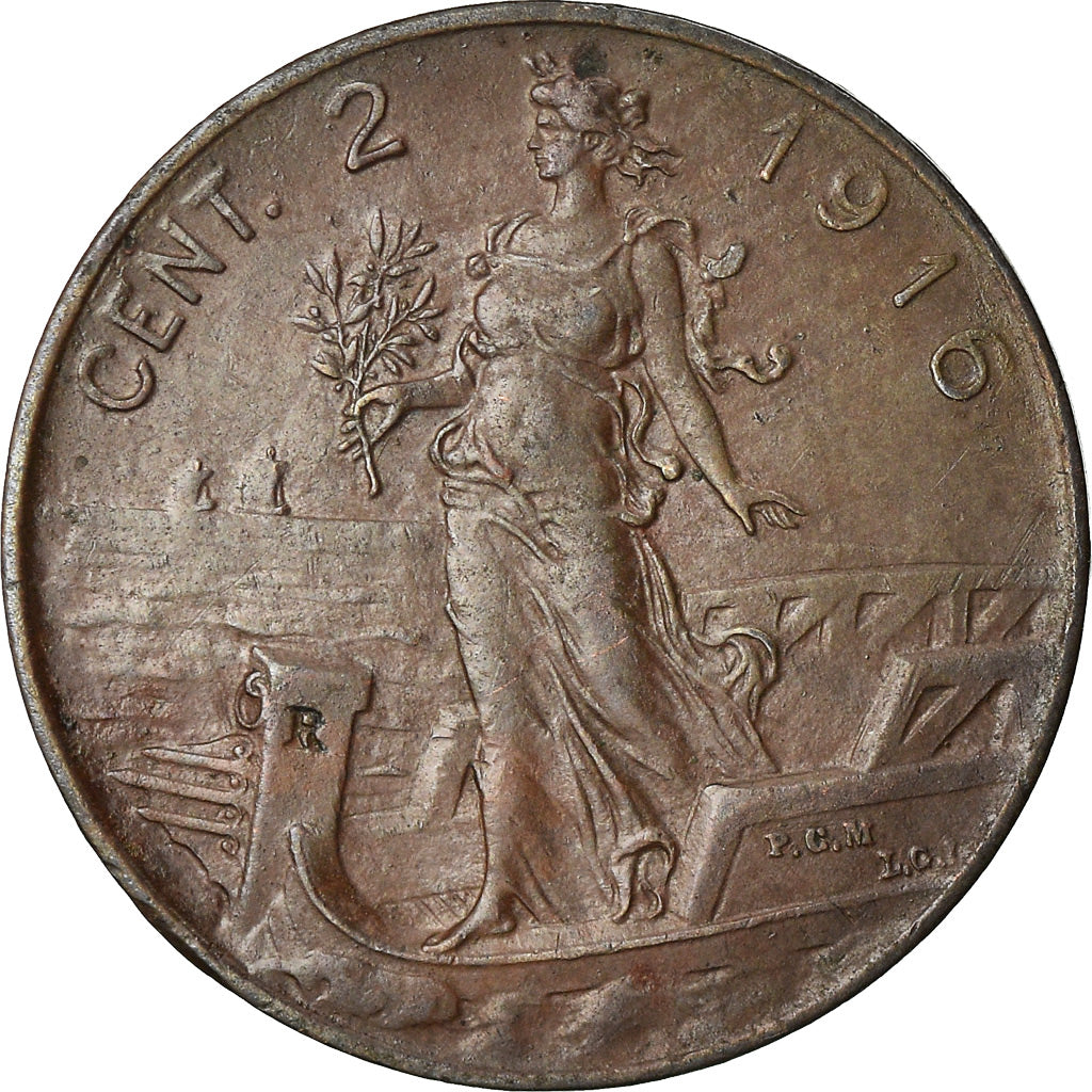 Moneta, Italia, Vittorio Emanuele III, 2 Centesimi, 1916, Rome, BB+, Bronzo