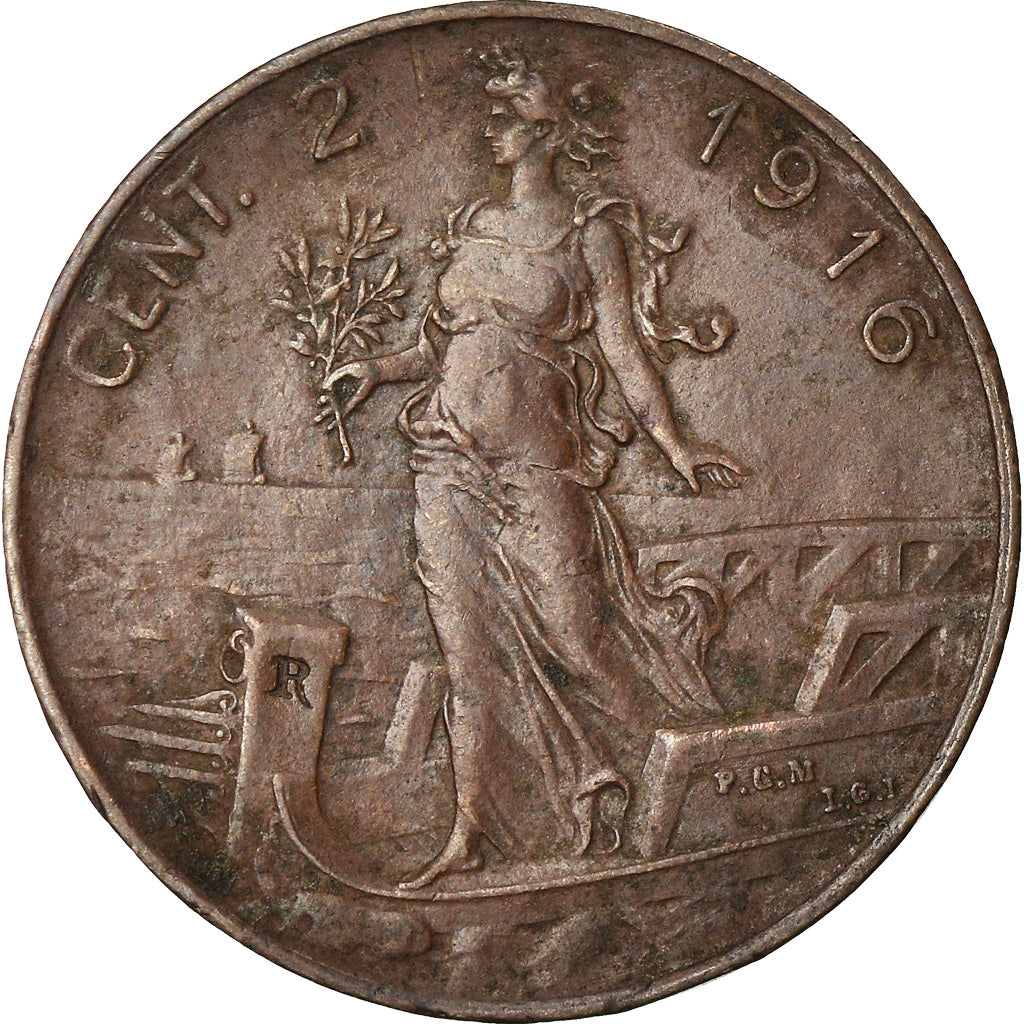 Moneta, Italia, Vittorio Emanuele III, 2 Centesimi, 1916, Rome, BB+, Bronzo