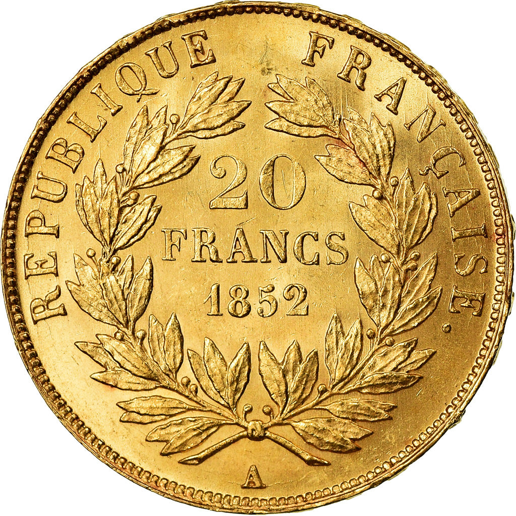 Münze, Frankreich, 20 Francs, 1852, Paris, UNZ, Gold, Gadoury:1060