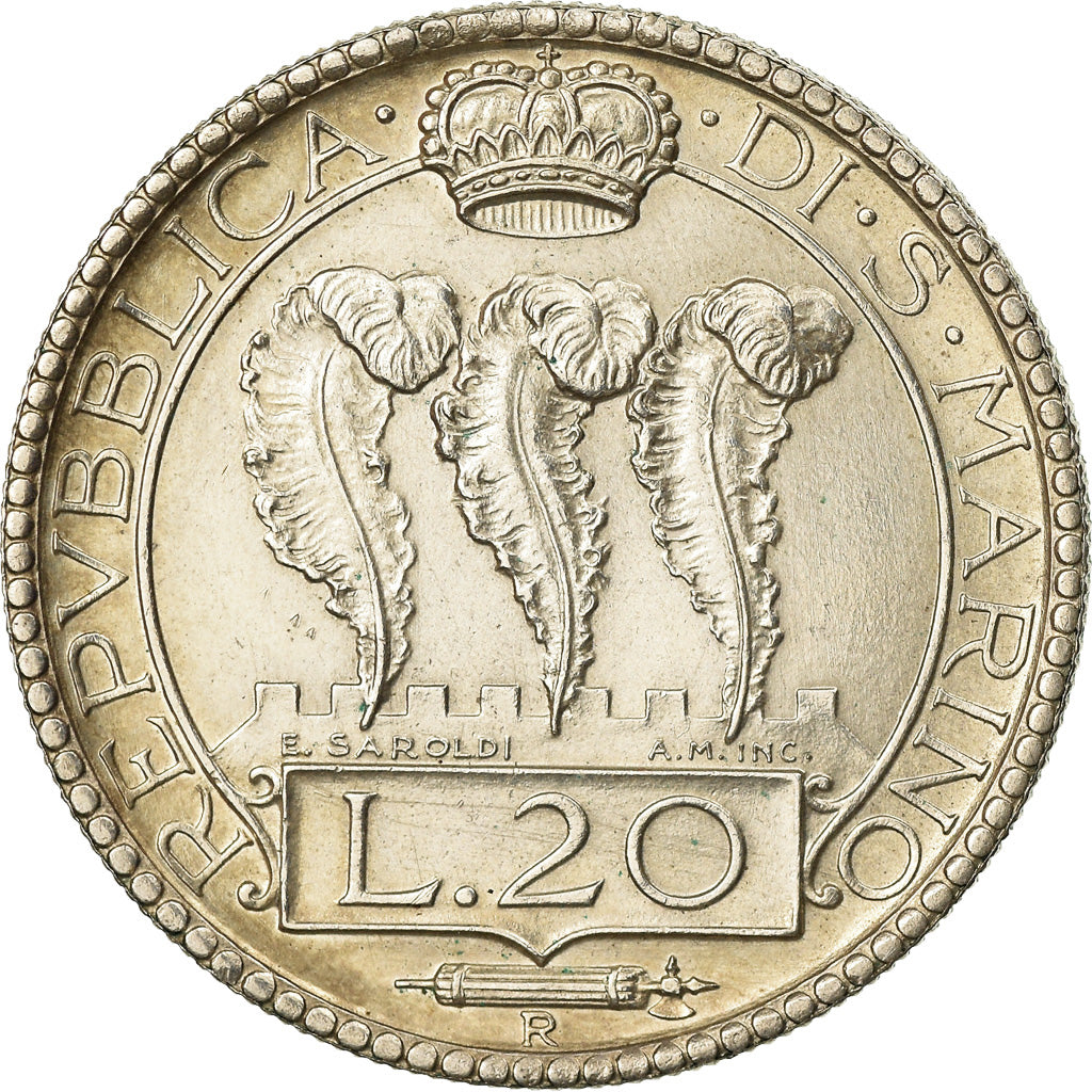 Moneta, San Marino, 20 Lire, 1936, Rome, SPL, Argento, KM:11