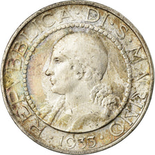 Coin, San Marino, 5 Lire, 1933, Rome, VF(30-35), Silver, KM:9