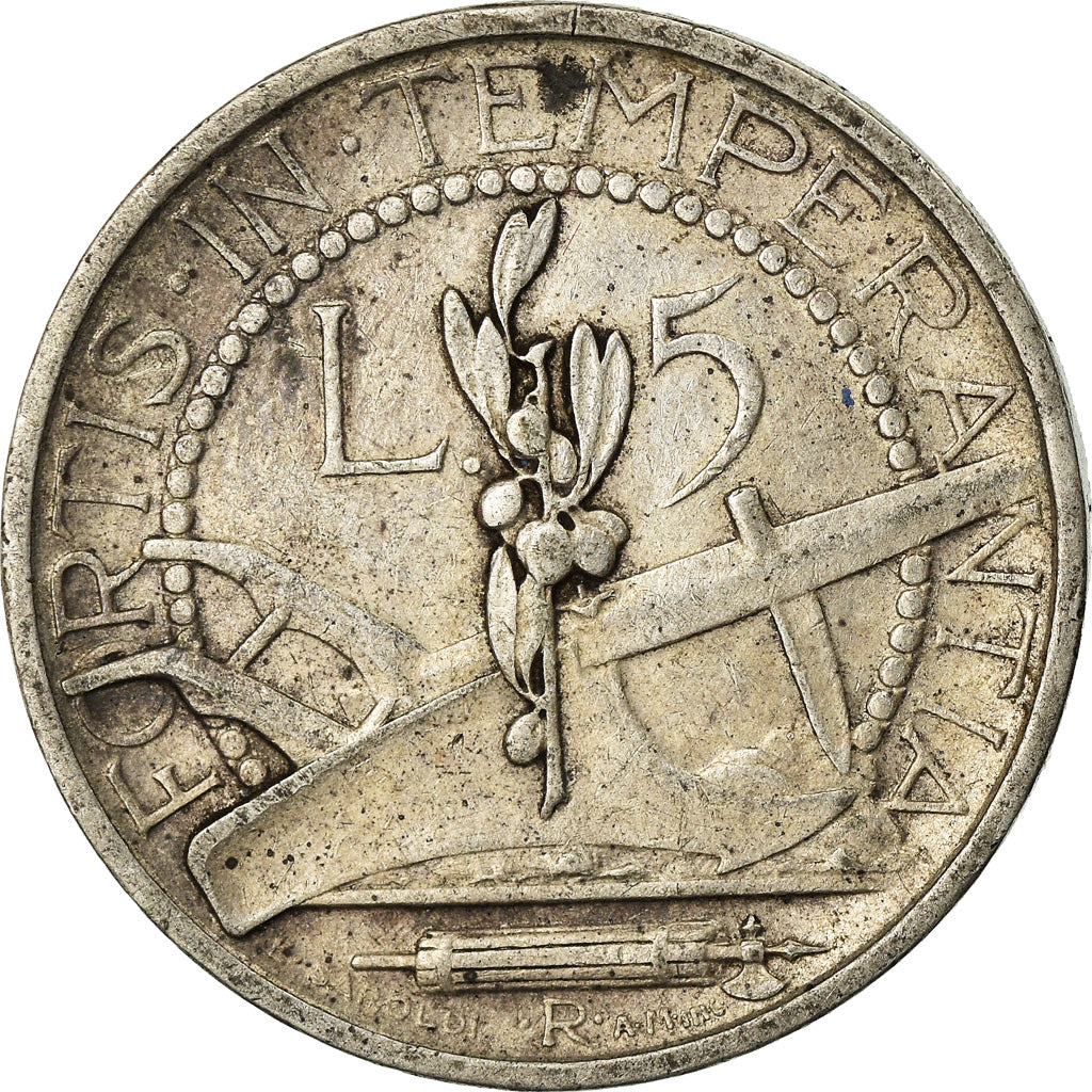 Moneta, San Marino, 5 Lire, 1933, Rome, VF(30-35), Srebro, KM:9