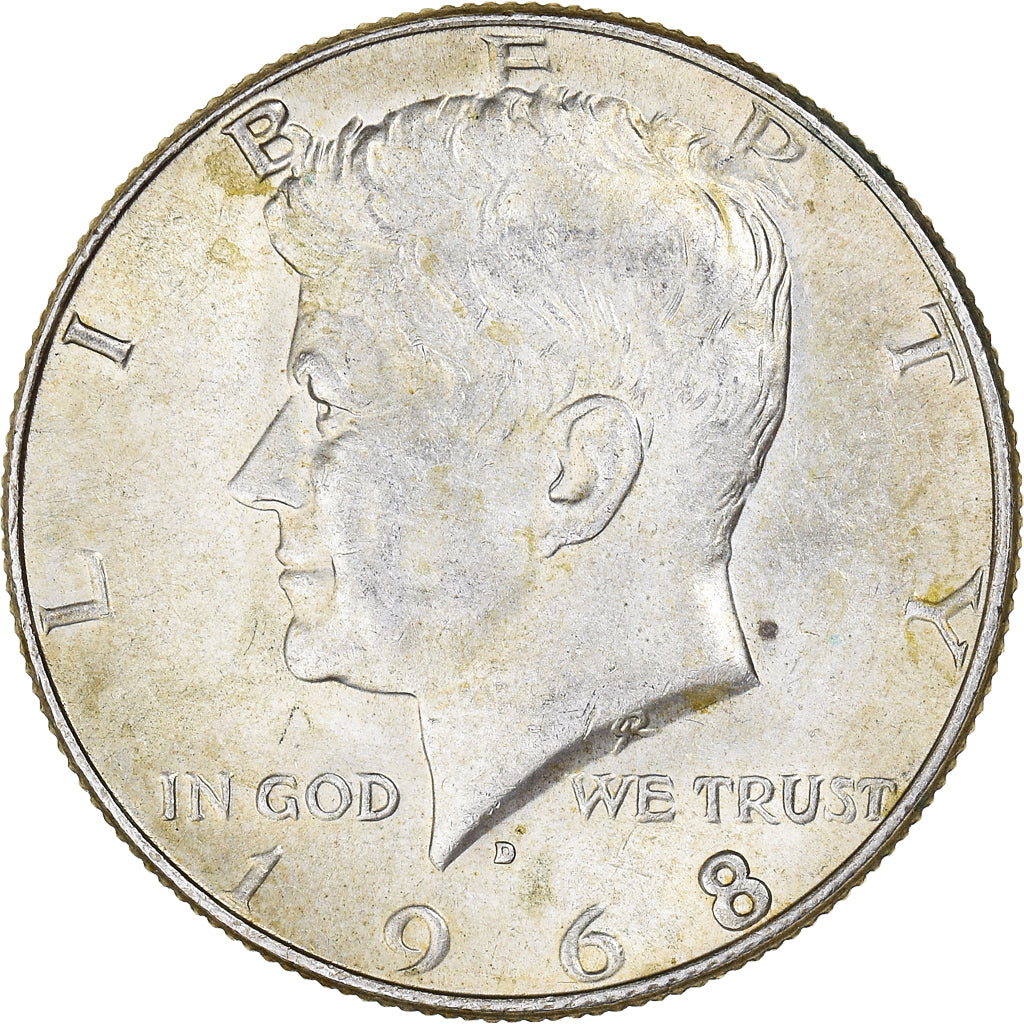 Coin, United States, Kennedy, Half Dollar, 1968, Denver, AU(50-53), Silver