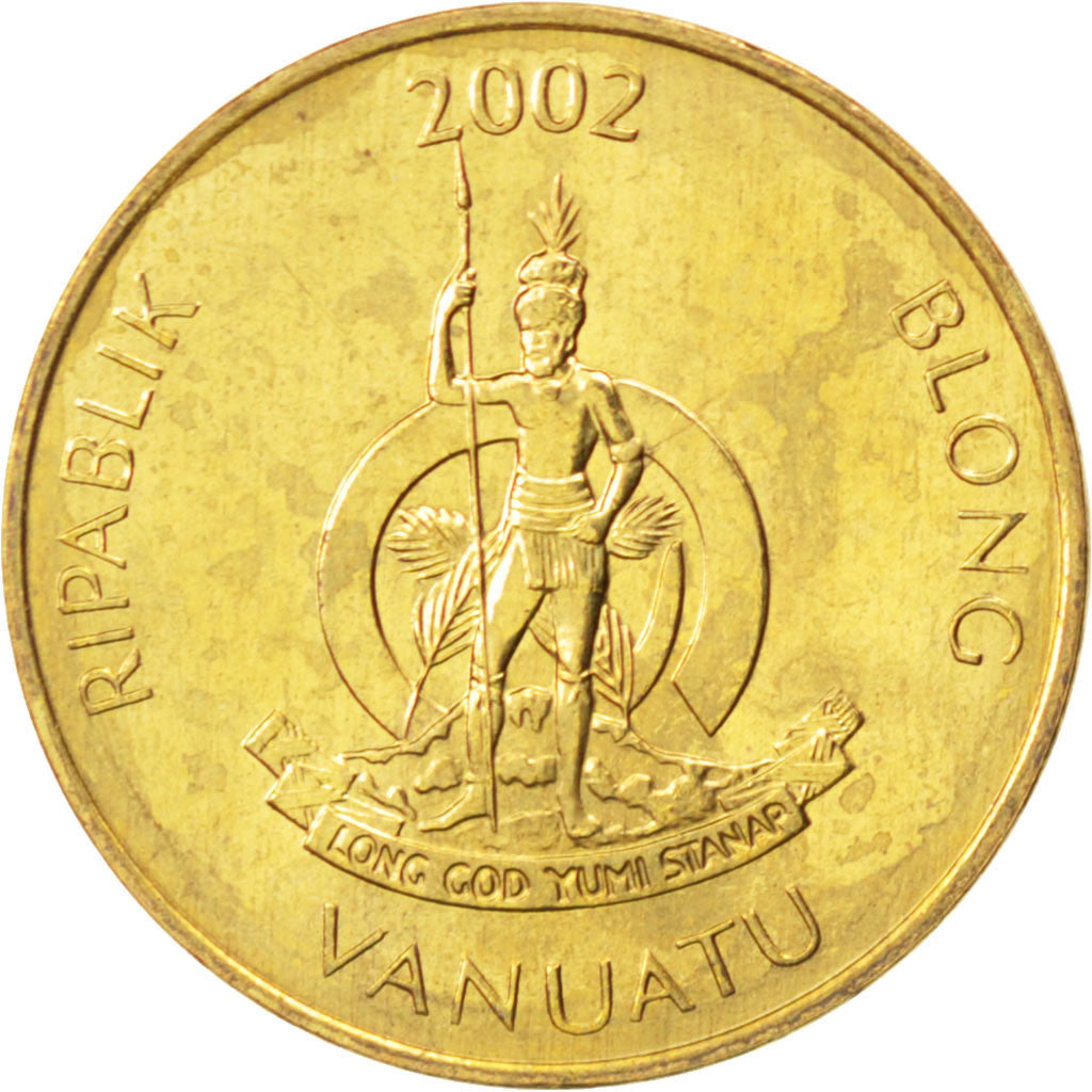 VANUATU, 2 Vatu, 2002, British Royal Mint, KM #4, MS(63), Nickel-Brass, 20, 2.95