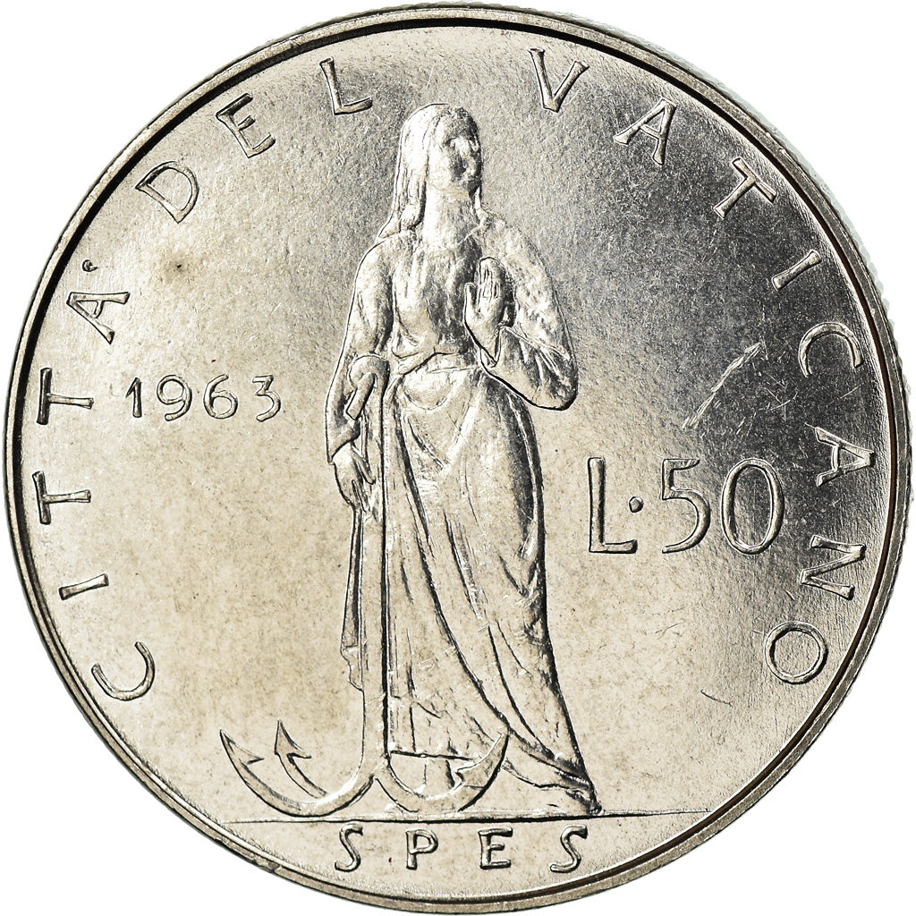 Monnaie, Cité du Vatican, Paul VI, 50 Lire, 1963, SPL, Stainless Steel, KM:81.1