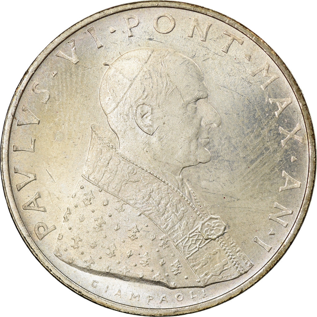 Moneta, PAŃSTWO WATYKAŃSKIE, Paul VI, 500 Lire, 1963, MS(63), Srebro, KM:83.1