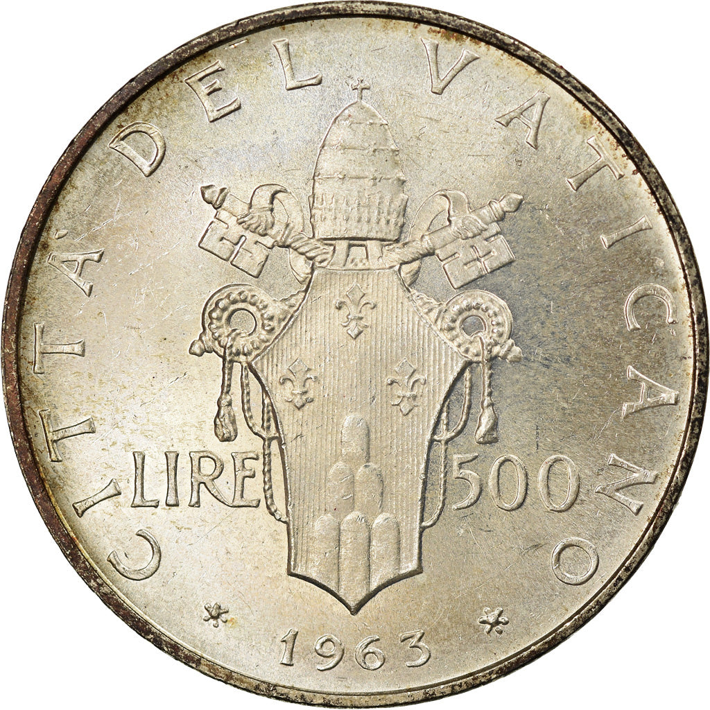 Moneta, PAŃSTWO WATYKAŃSKIE, Paul VI, 500 Lire, 1963, MS(63), Srebro, KM:83.1